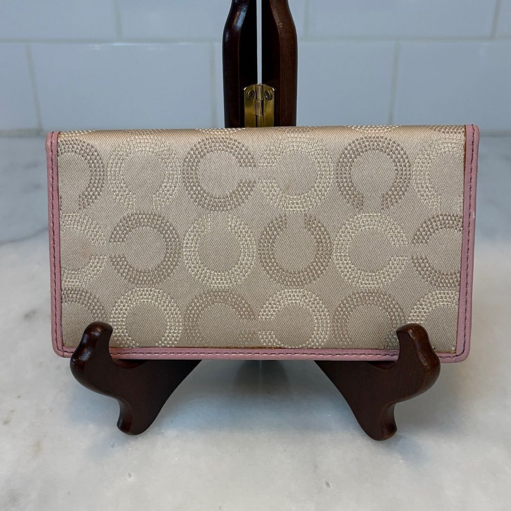 Coach checkbook wallet Jacquard Signature OpArt Dot Logo Checkbook Holder